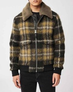 Big Sky Cassie Plaid Wool Bomber Jacket Front