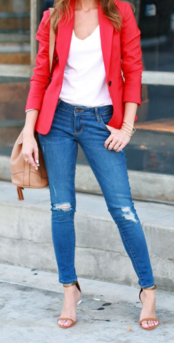 Red Blazer WIth Jeans