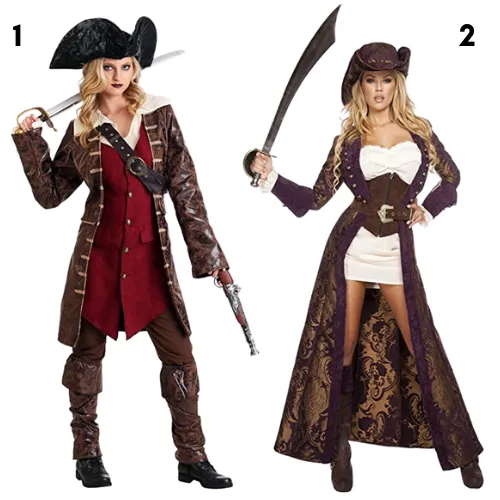 1 Women's Caribbean Pirate Costume with Trench Coat