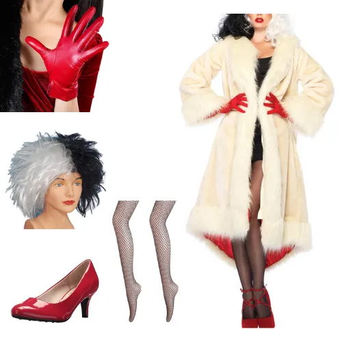 Cruella De Vil Fur Trench Coat For Halloween