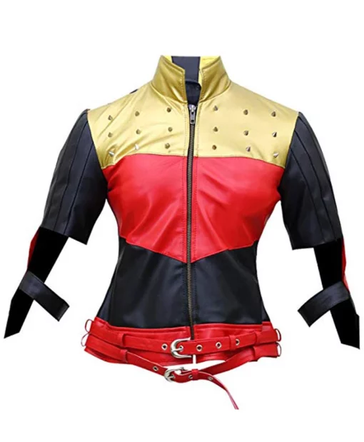 Harley Quinn Red Golden Studded Jacket