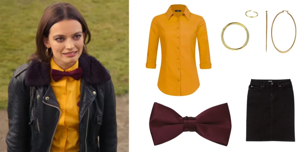 Maeve Wiley Black Jacket with Yellow Shirt Look From Sex Education Episode 08