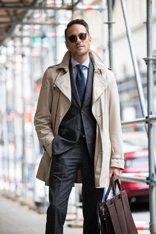 Suit and Tie with Trench Coat