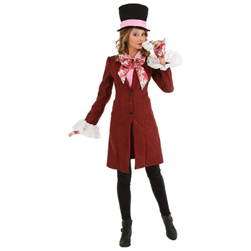 Women's Mad Hatter Costume with Trench Coat 