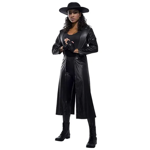 Women's Undertaker Adult Costume with Trench Coat 