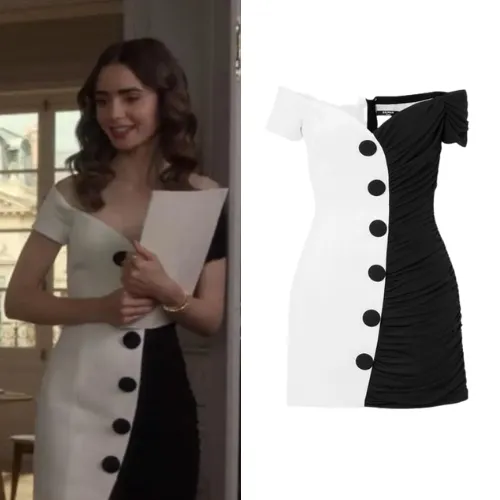 Emily in Paris Black and White Dress