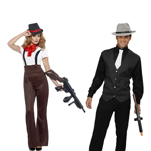 Modern Sexy Gangster Couple Bonnie and Clyde Costume Halloween Suit