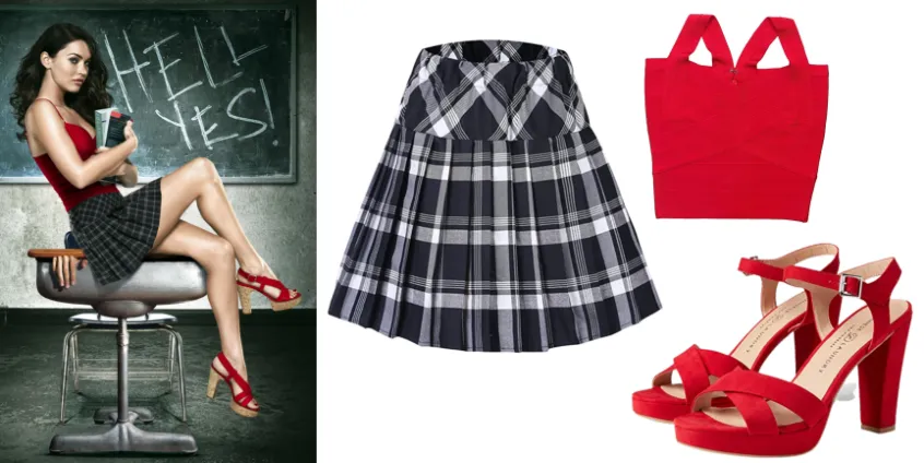 Jennifer’s Body Skirt and Red Top Look