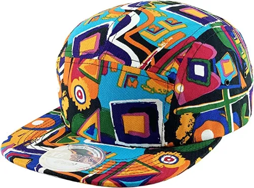 Multicolored 90s Retro Flat Bill Pipe Hat