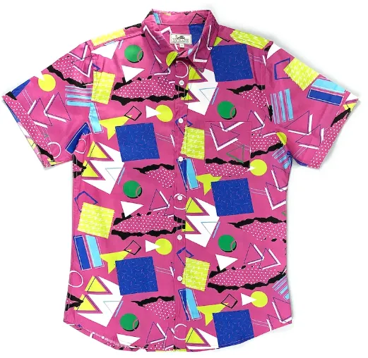 Retro Graphic 80s and 90s Printed Button Up Shirt