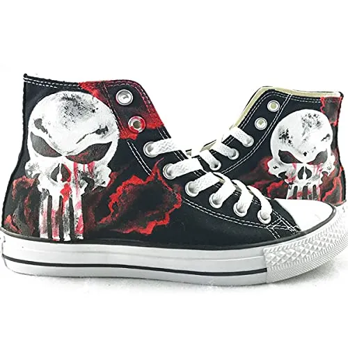 White, Red and Black Skull Sneakers