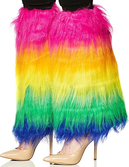 Women's Multicolored Furry Festival Leg Warmers