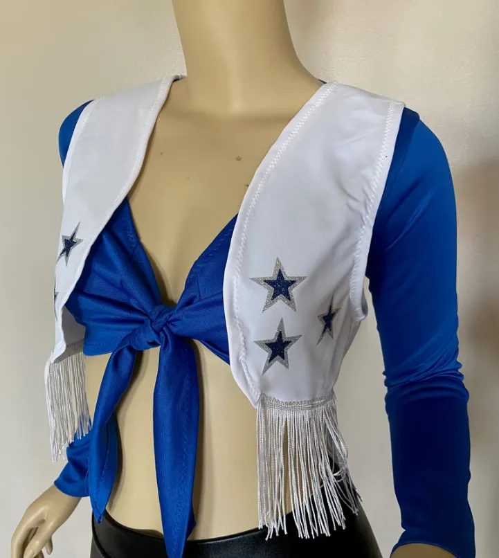Adults White Vest with Silver and Blue Stars