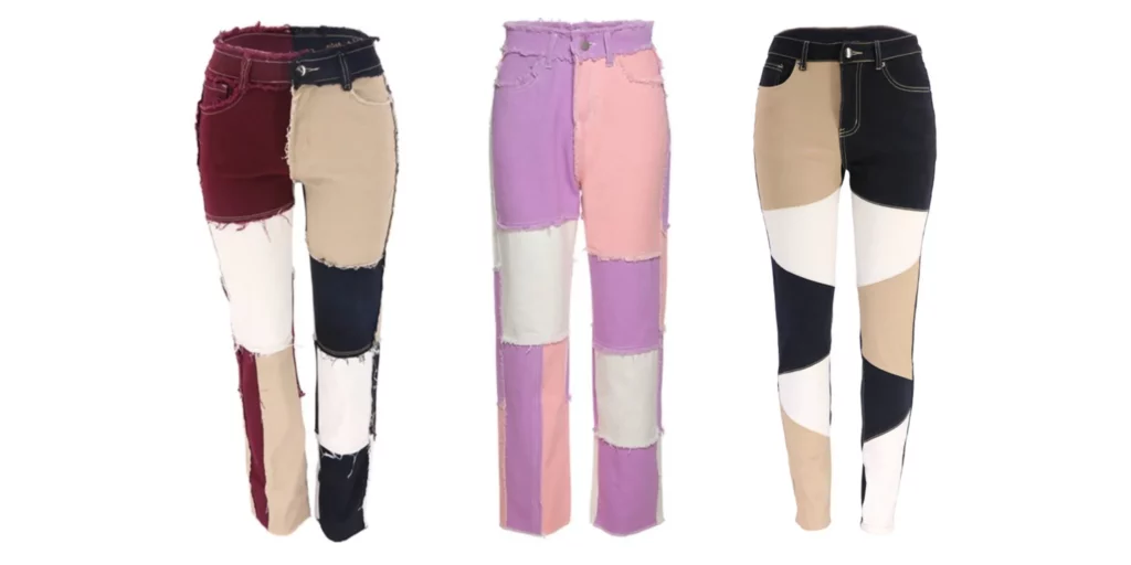 Multiple Styles Color Block Jeans