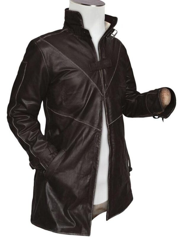 Aiden Pearce Watch Dogs Brown Leather Fur Jacket - William Jacket