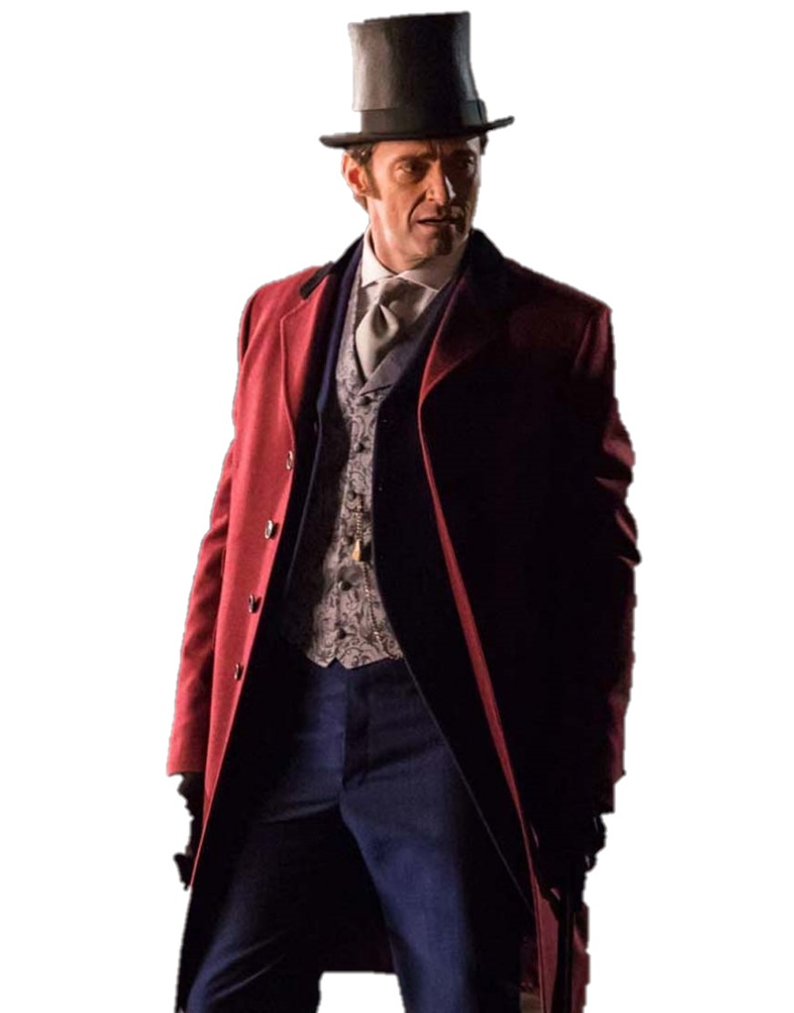 The Greatest Showman Hugh Jackman Red Wool Trench Coat 