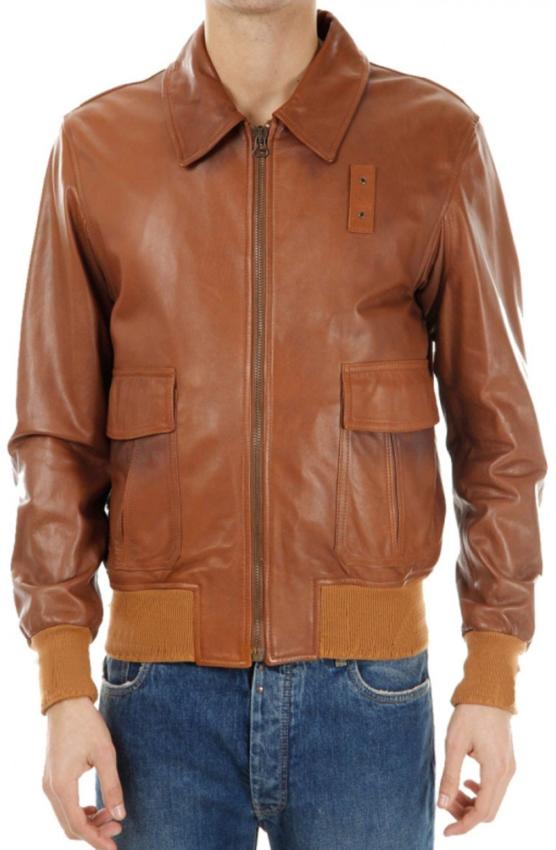 A2 Brown Vintage Style Real Leather Bomber Jacket Men