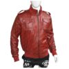 Mens Red Bomber Leather Jacket