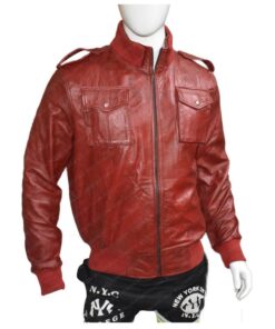 Men's Red Leather Coat