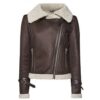 Squirrel Girl Faux Fur Shearling Brown Leather Jacket