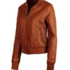 Quilted Womens Brown Bomber Jacket