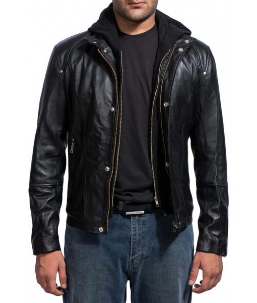 Paul Walker Brick Mansions Damien Collier Black Leather Jacket