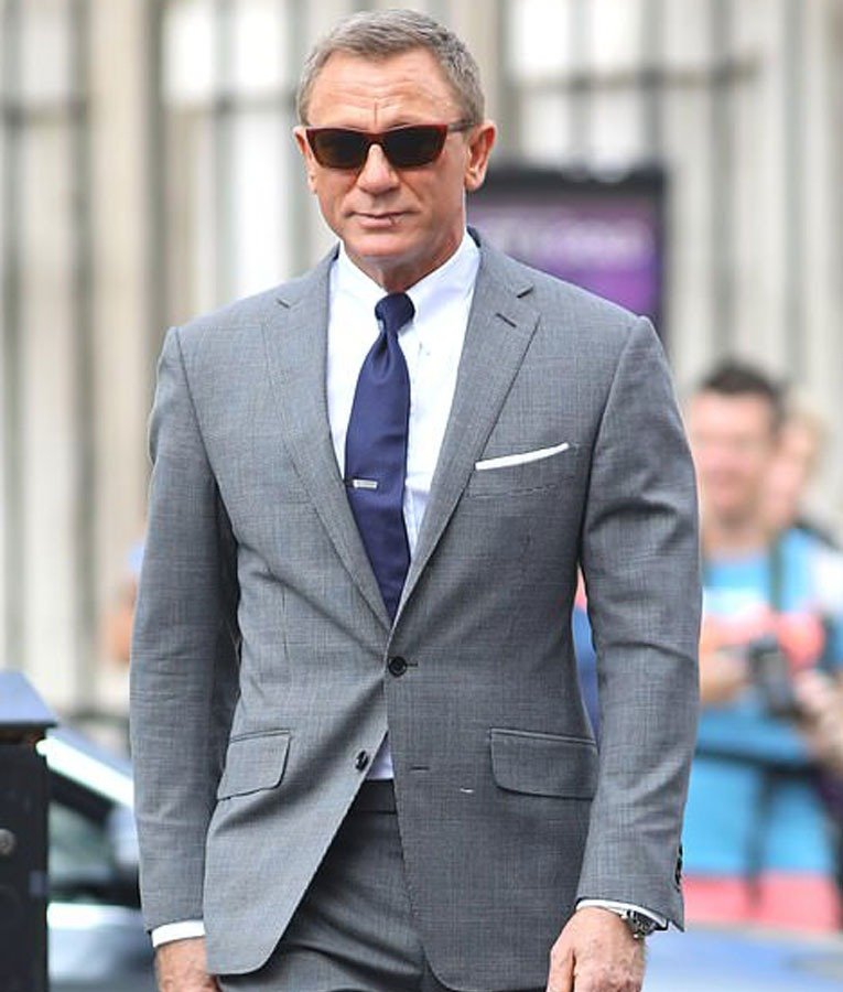Daniel Craig No Time To Die James Bond Grey Check Suit