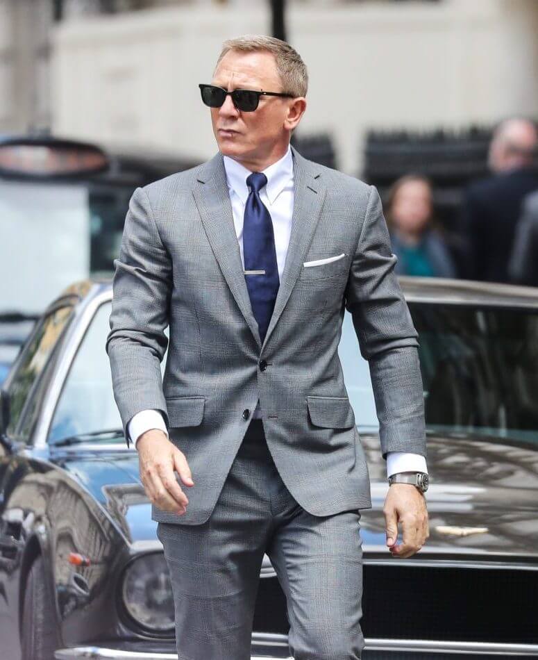 Daniel Craig No Time To Die James Bond Grey Check Suit