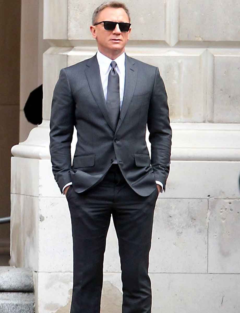 Daniel Craig James Bond Grey Wool Pinstripe Spectre Suit