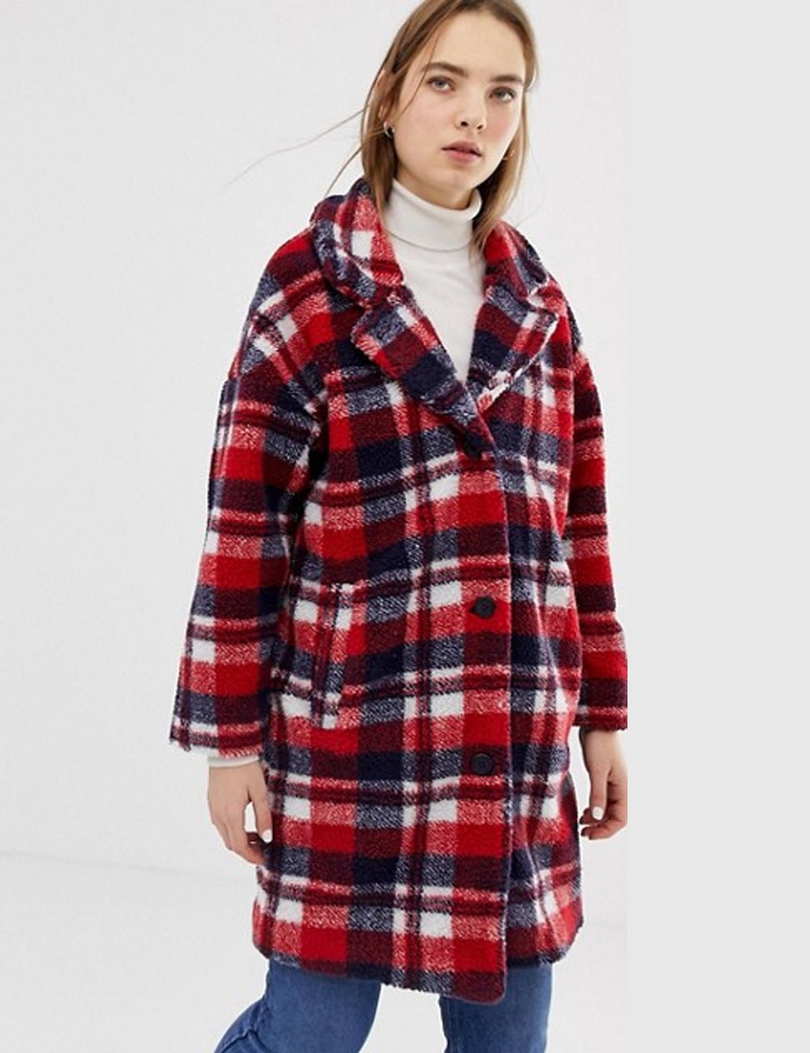 TV Series Home For Christmas Johanne Red Check Coat | William Jacket