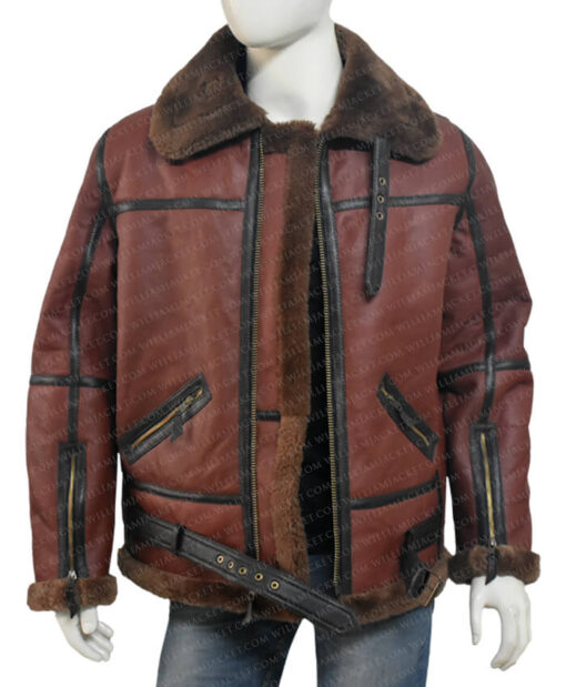 Darren SF Bomber Reddish Shaded Sheepskin Leather Jacket