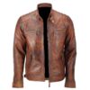 Classic Diamond Leather Brown Jacket