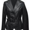Soft Belted Women Jacket Black Leather