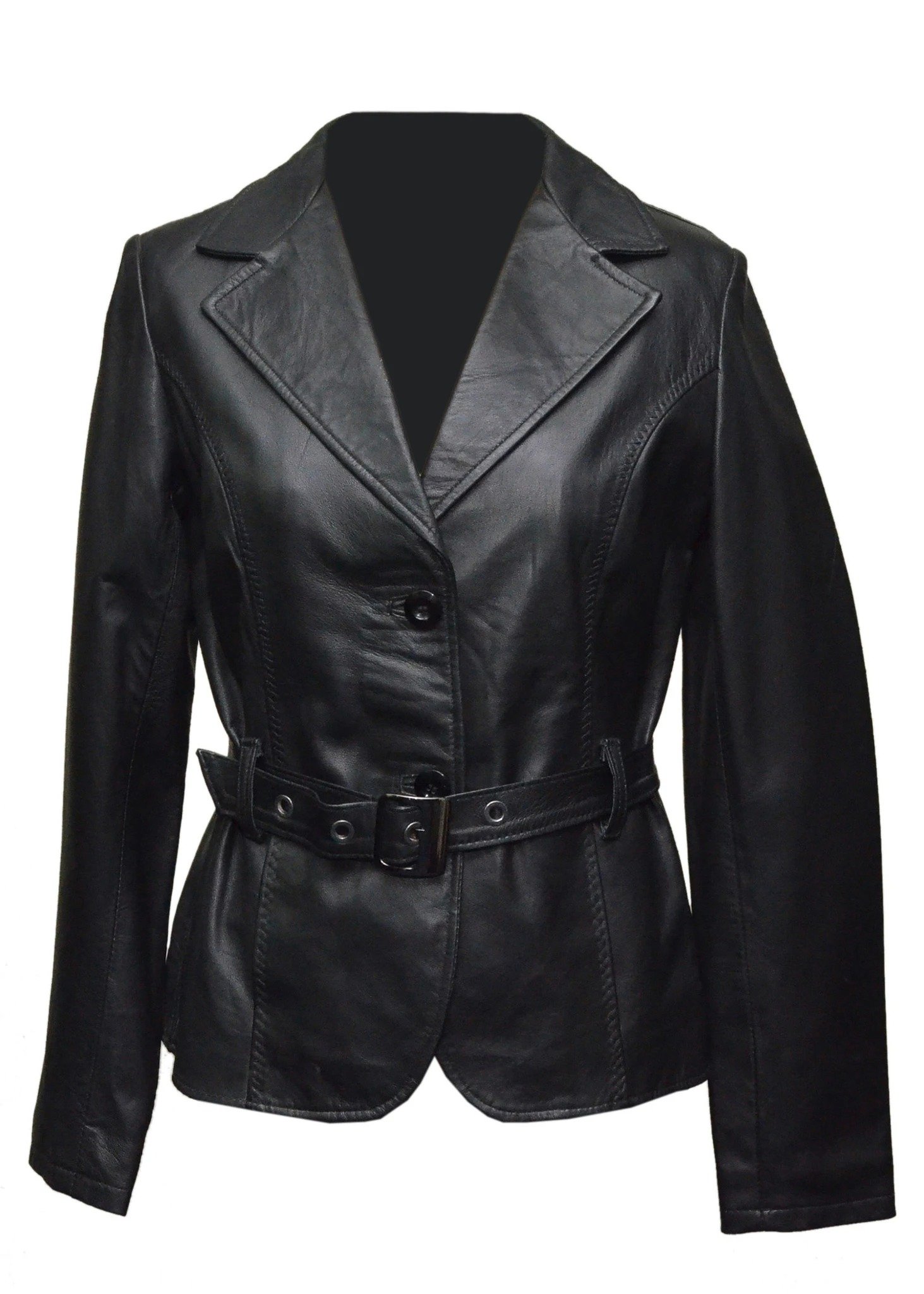 Belted Women Jacket Soft Black Leather | William Jacket