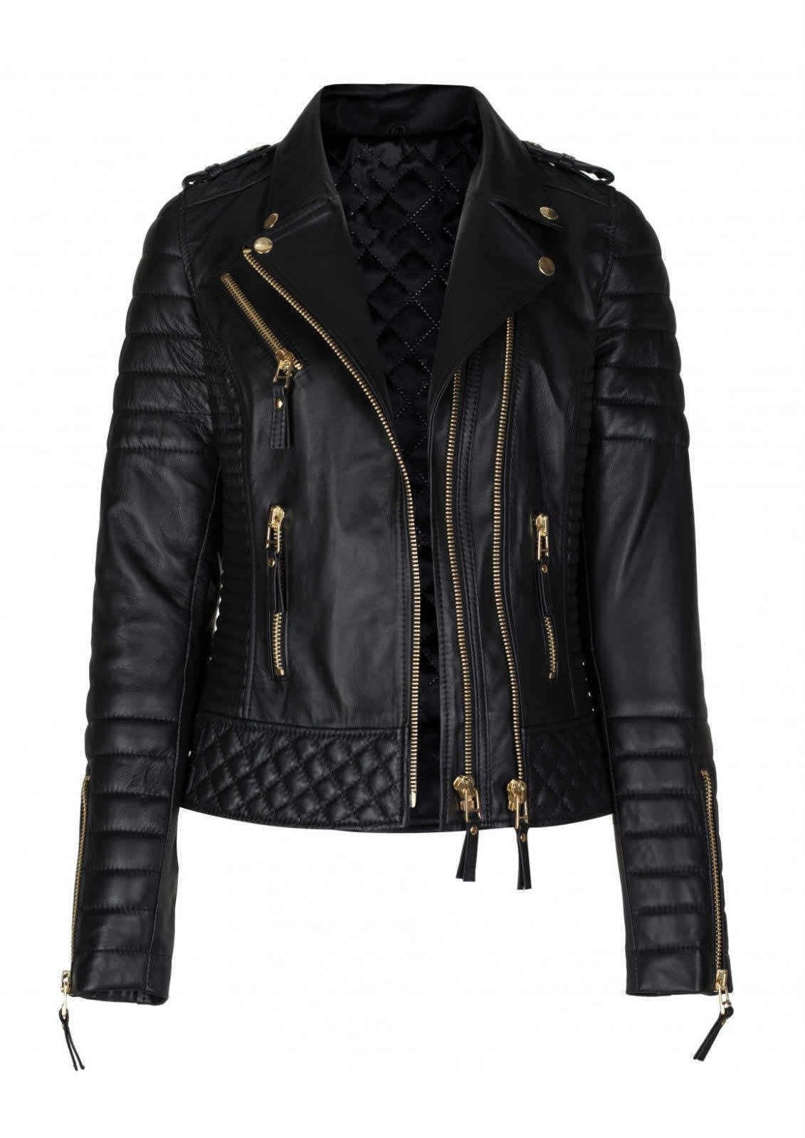 Women's Slim Fit Black Leather Jacket Kay Michaels | William Jacket