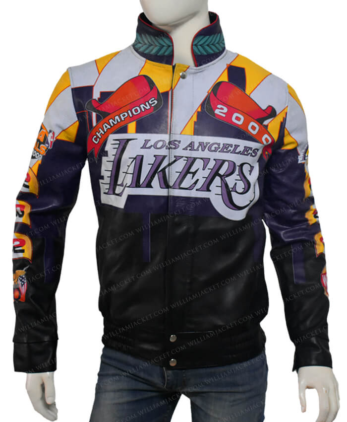 Jeff Hamilton 2000 NBA Champion Lakers Leather Jacket. Mens-Large