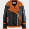 Men's Brown Sheepskin Real Leather Black Jacket