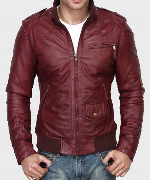 Men's Kevin Burgundy Leather Jacket | William Jacket