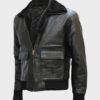 Men's Shearling Black Bomber Leather Jacket