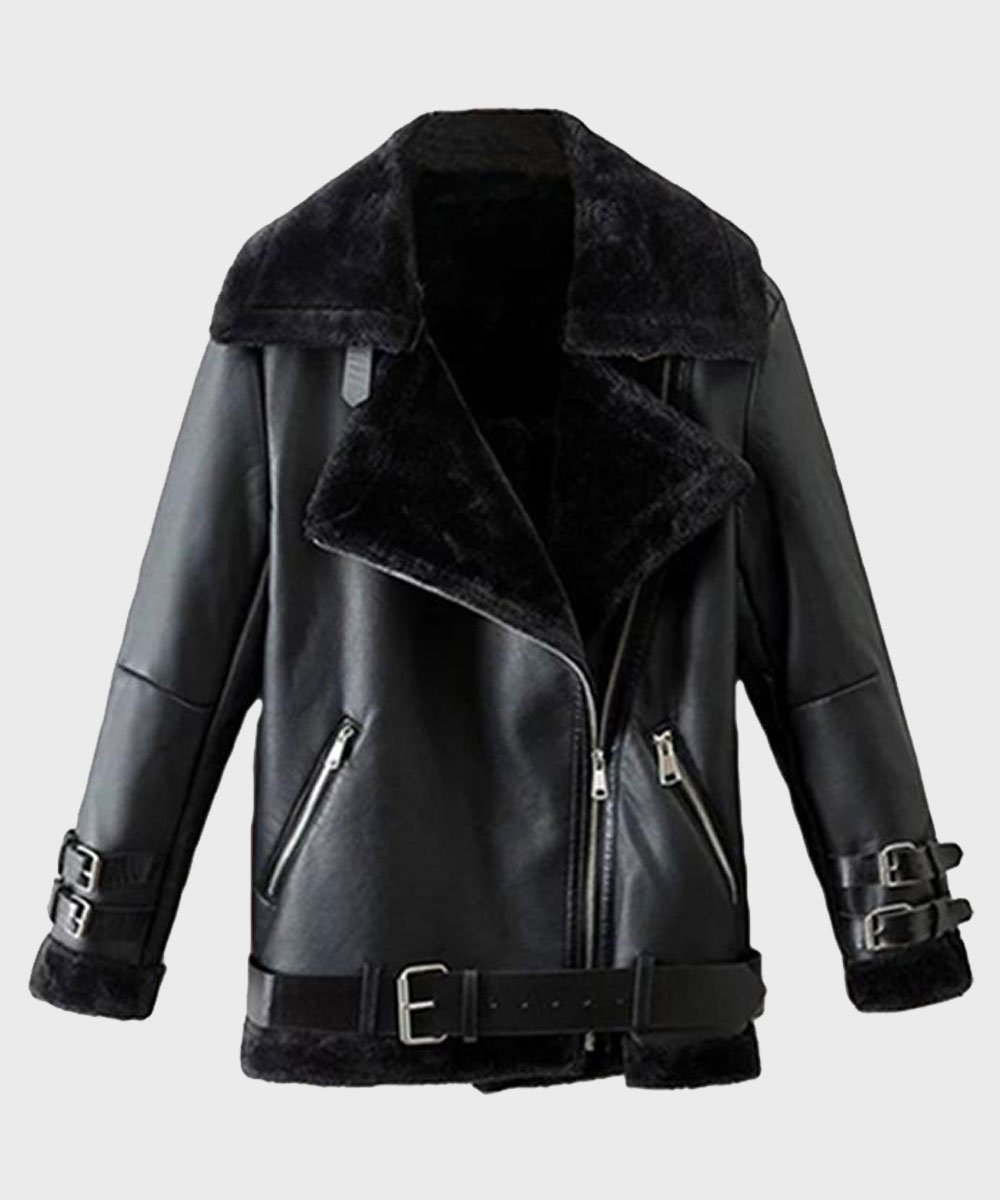 Men's Black Textured Lamb Leather Jacket