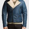 Men's Shearling Blue Real Leather Jacket