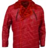Men's Shearling Fur Red Real Leather Jacket Front