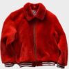 Women's Red Fur Sheep Bomber Jacket