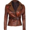 Women’s Shearling Leather Brown Winter Jacket