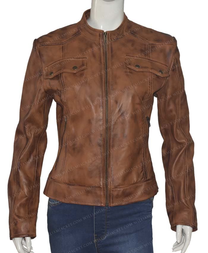 Heartland Amber Marshall Brown Real Leather Jacket | William Jacket