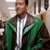 Dwayne Johnson Young Rock Brown & Green Leather Jacket Front