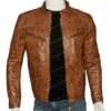 Mens Fitted Tan Brown Real Leather Jacket