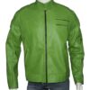 Men's Regular Fit Part Wear Green Biker Jacket
