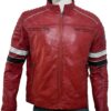 Mens Stylish Cafe Racer Red Leather Jacket