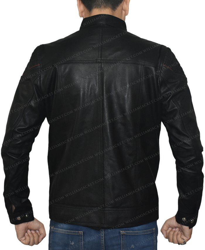 Men’s Motorcycle Red Strips Cafe Racer Leather Jacket | William Jacket